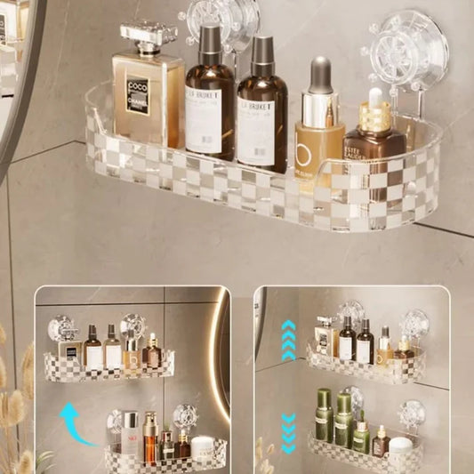 Bathroom and Kitchen Suction Cup Shelf - Hole-Free, Stylish Organization